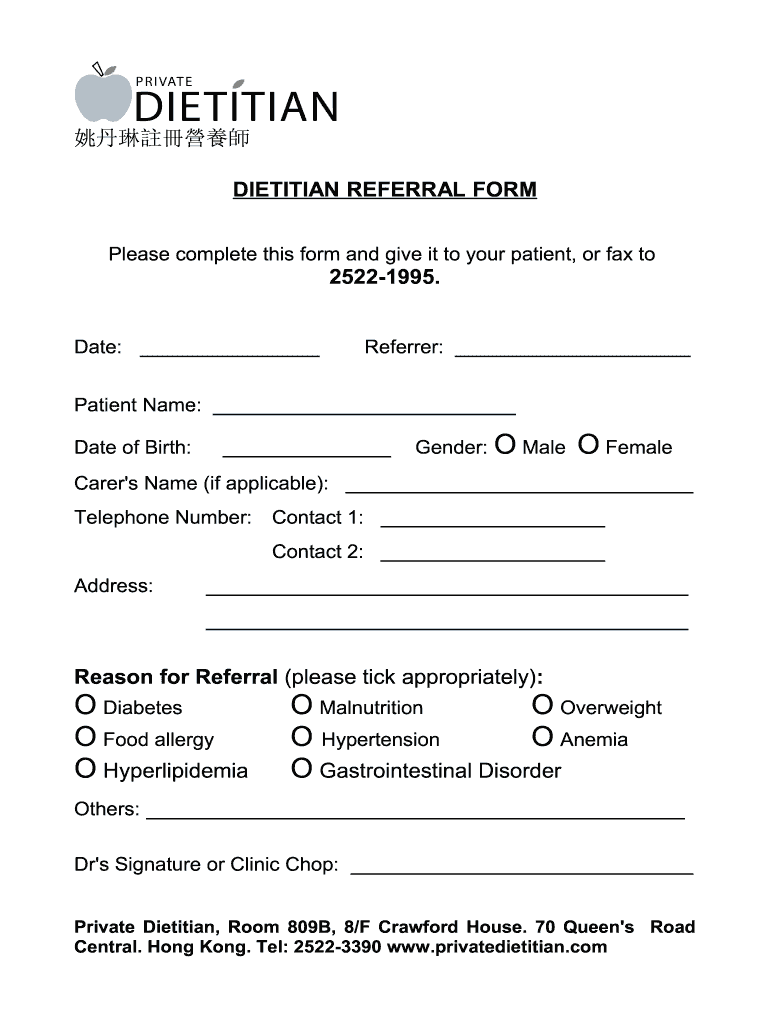 Dietitian Referral Form