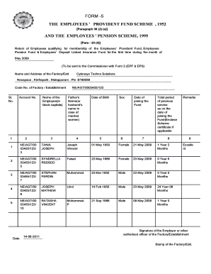 The Employees &amp;#39; Provident Fund Scheme , 1952 Form 5 and the