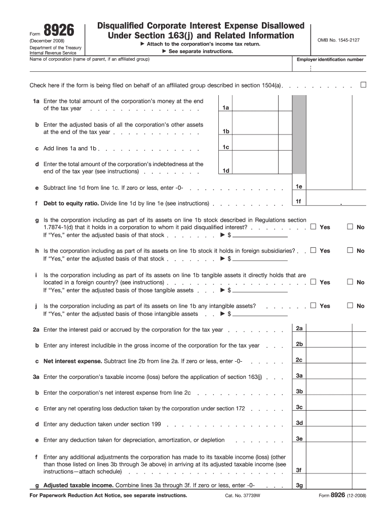  8926 Form 2008