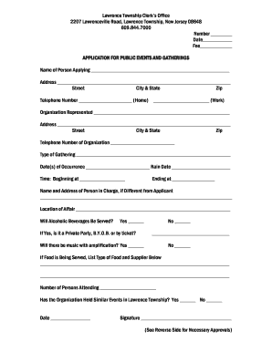 Lawrence Township Gathering Permit  Form