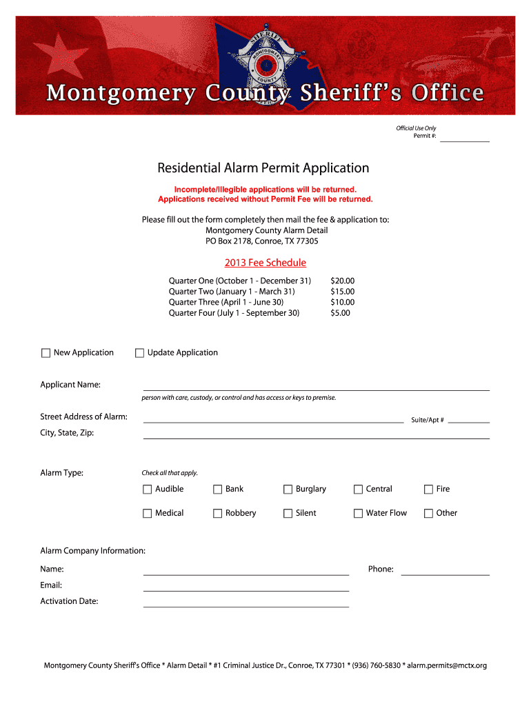 Get and Sign Montgomery County Alarm Permit Form 