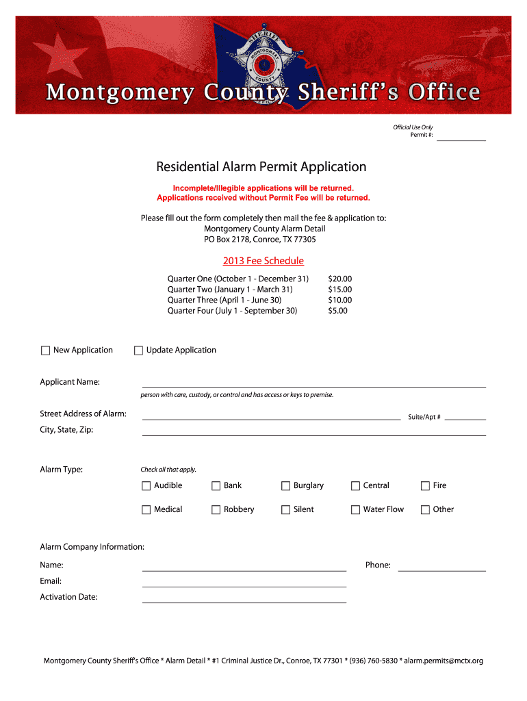 Montgomery County Alarm Permit Form