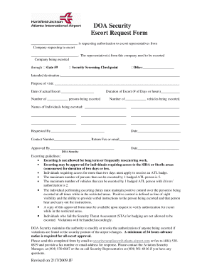 Escort Application Form
