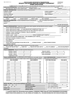 State of Florida Department of Transportation Oversize Overweight Blanket Permit  Form