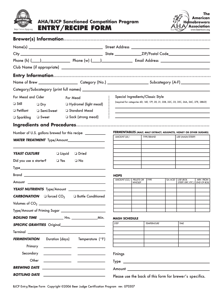  Entry Form 2007-2024