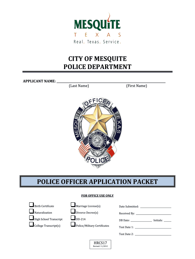 Get and Sign Chief Police Mesquite Txc 2012-2022 Form