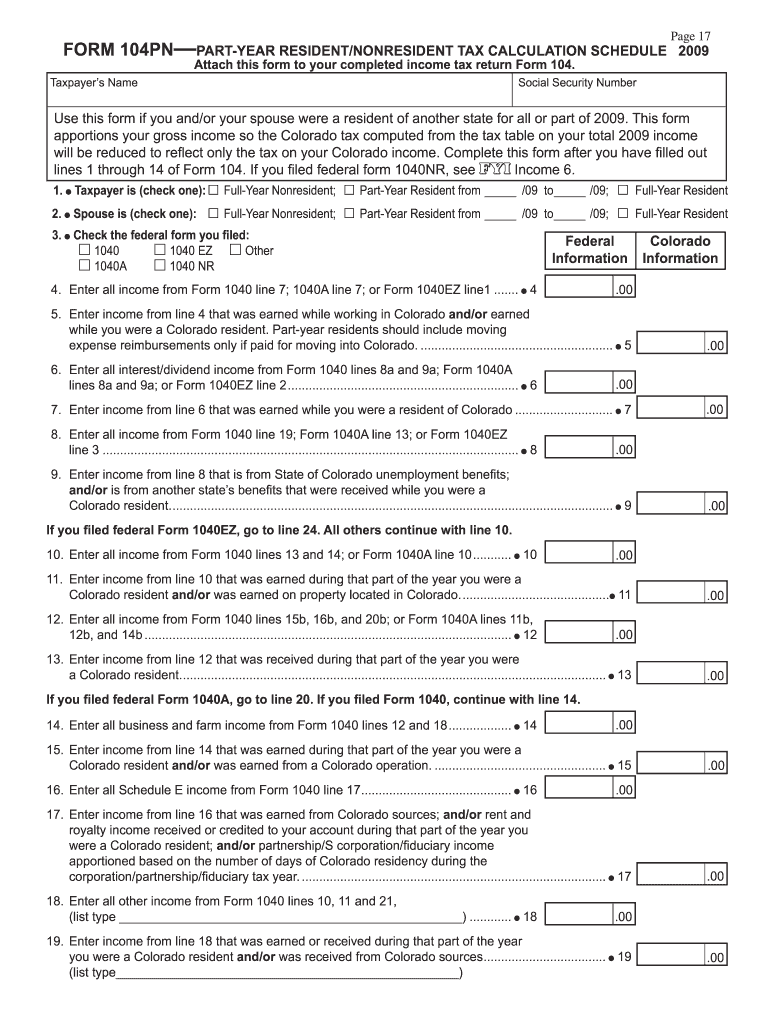 2012 Colorado Form 104PN