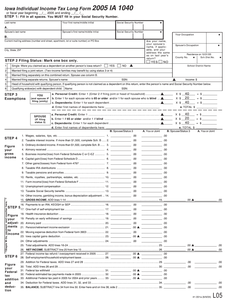  Iowa Tax Forms 2005