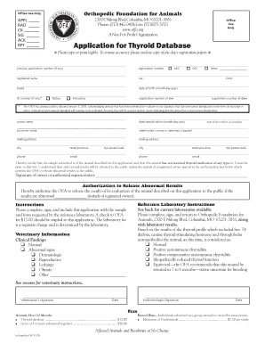 OFA Thyroid Testing Form ItsForTheAnimals Com