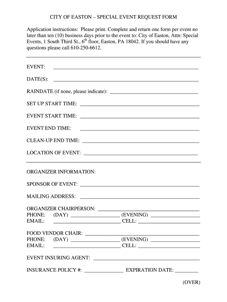 Get and Sign Event Request Form Template 
