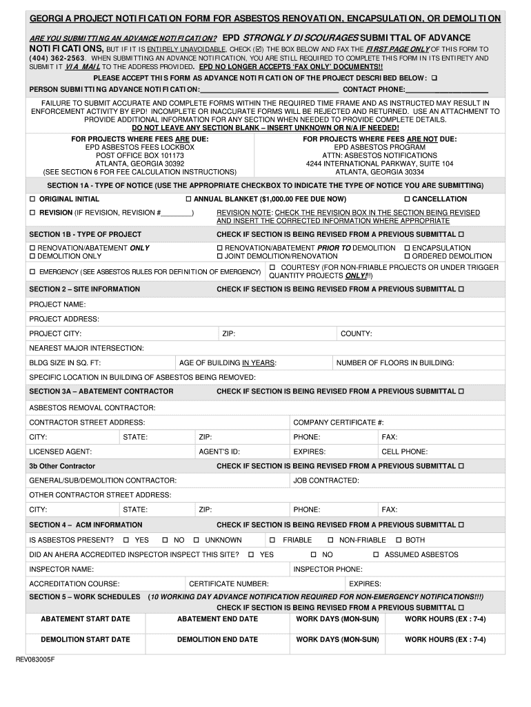 Demolition Notification Form Georgia 2005-2024