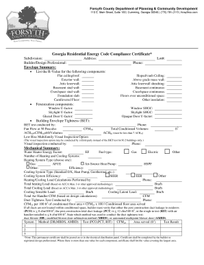 Georgia Energy Code Compliance Certificate  Form