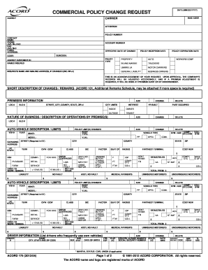 Accord Commercial Property Change Form