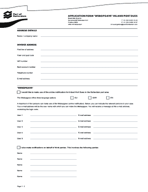 Application Form Port of Rotterdam