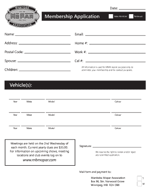 Association Membership Form Sample