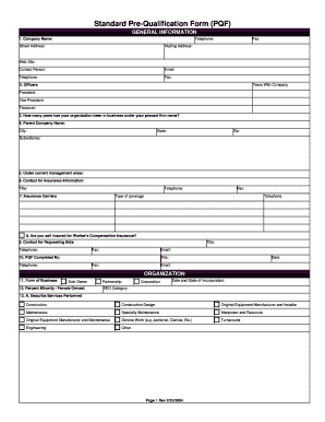 Prequalification Contractors Template  Form