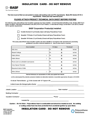 Insulation Card Do Not Remove  Form