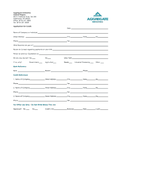 Credit Application PDF Aggregate Industries  Form
