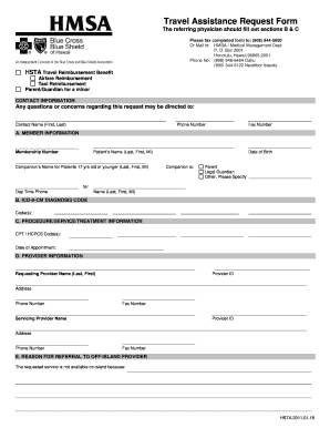 Hmsa Travel Form