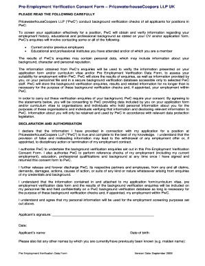 Pwc Pre Employment Screening Form