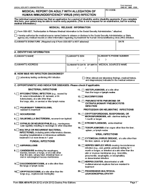 Medical Report on Adult Wtih Allegation of Human Immunodeficiency Virus HIV Infection the Adult Applicant Has Filed for a Period  Form