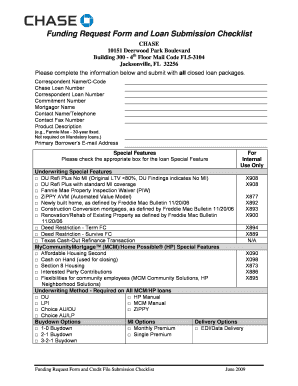 Funding Request Form and Loan Submission Checklist Chase B2B