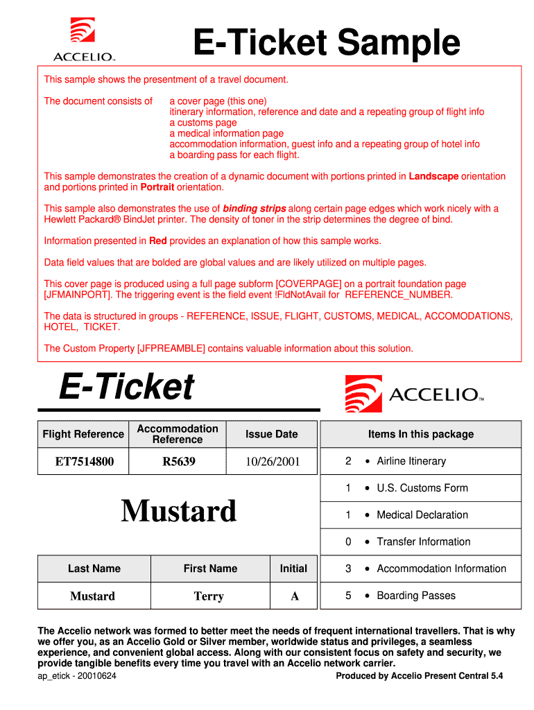 E Ticket Sample  Form