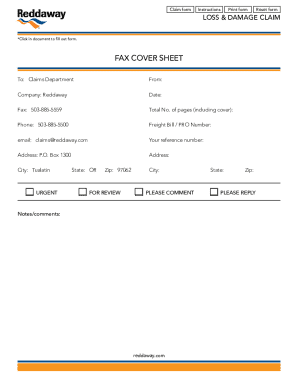 Reddaway Claims  Form