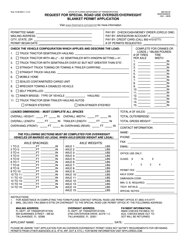  Form Acs Florida Permits Blanket Application 2009