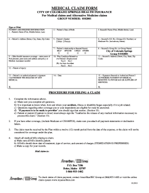 Colorado Medical Claim Form