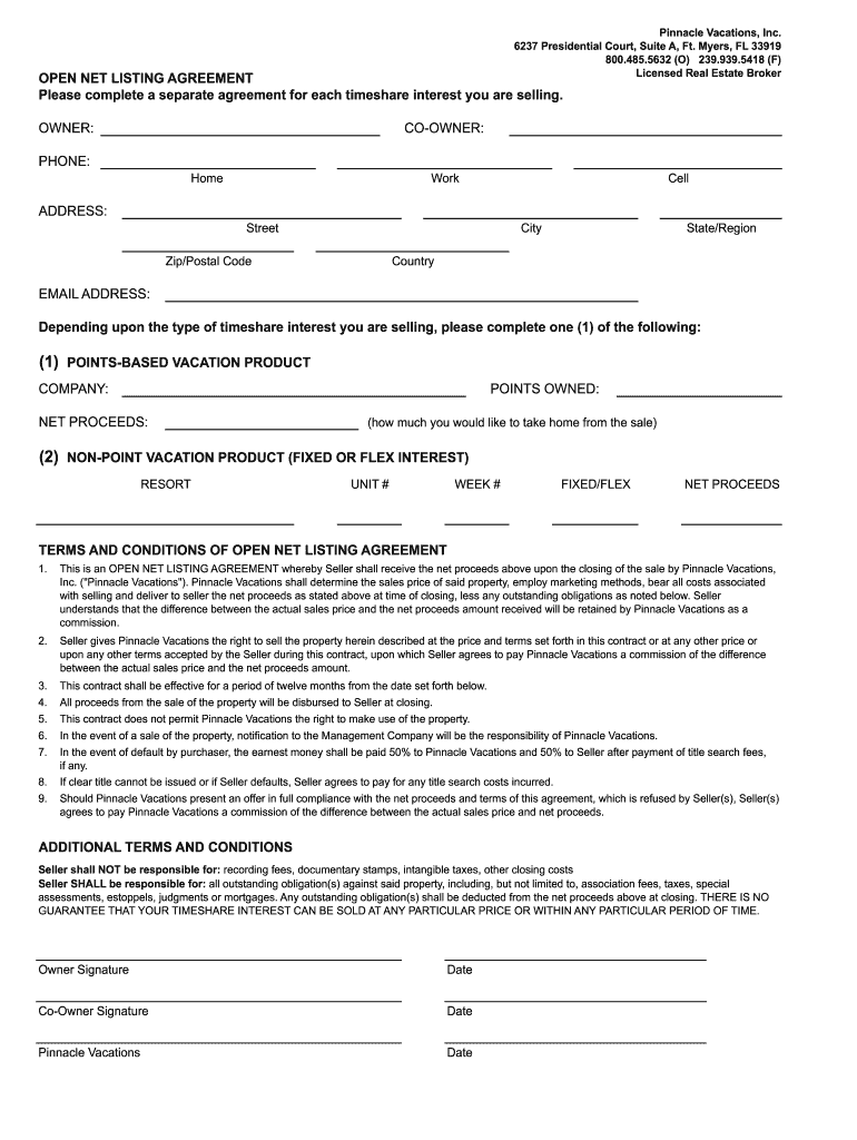 Net Listing Agreement Sample  Form