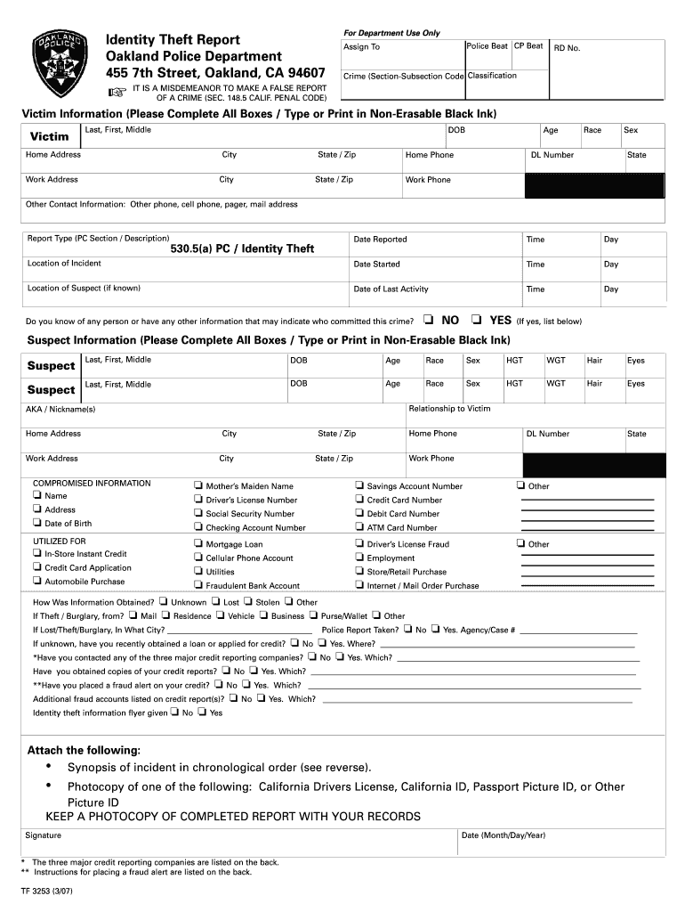  Police Report Example Theft 2007-2024