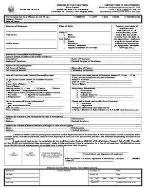 Philippine Embassy Paris Appointment for Passport Renewal  Form