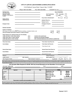 Business License Form 2013