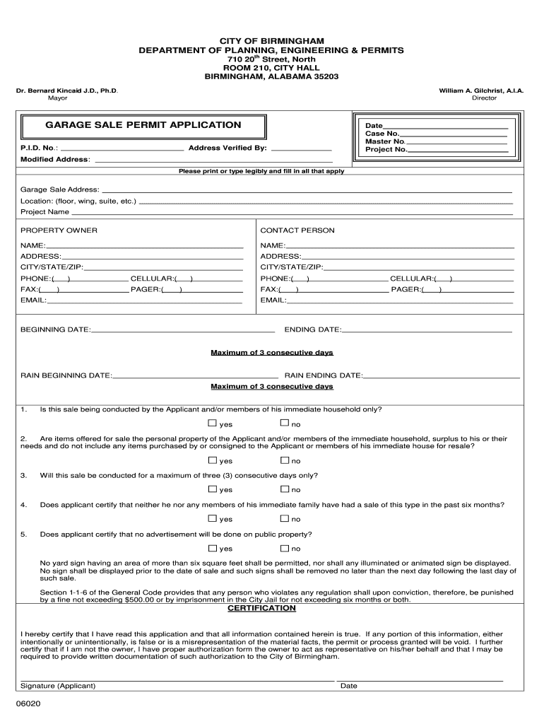 Yard Sale Permit  Form