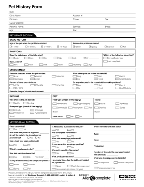 Idexx Allergy Testing Form