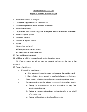 Accident Report Form 24 of Factory Act