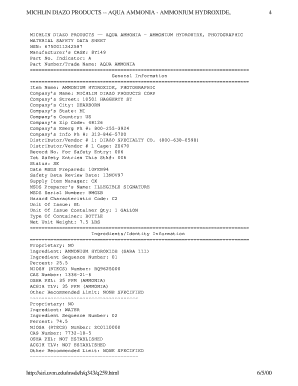 Michlin Diazo Ammonium Hydroxide Sds  Form