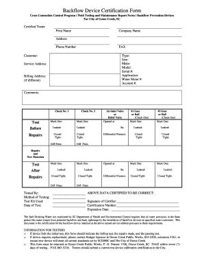 Backflow test form - Fill Out and Sign Printable PDF ...