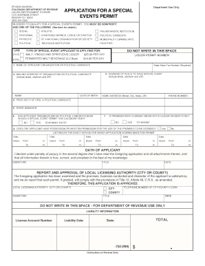 COLORADO DEPARTMENT of REVENUE APPLICATION for a SPECIAL  Form