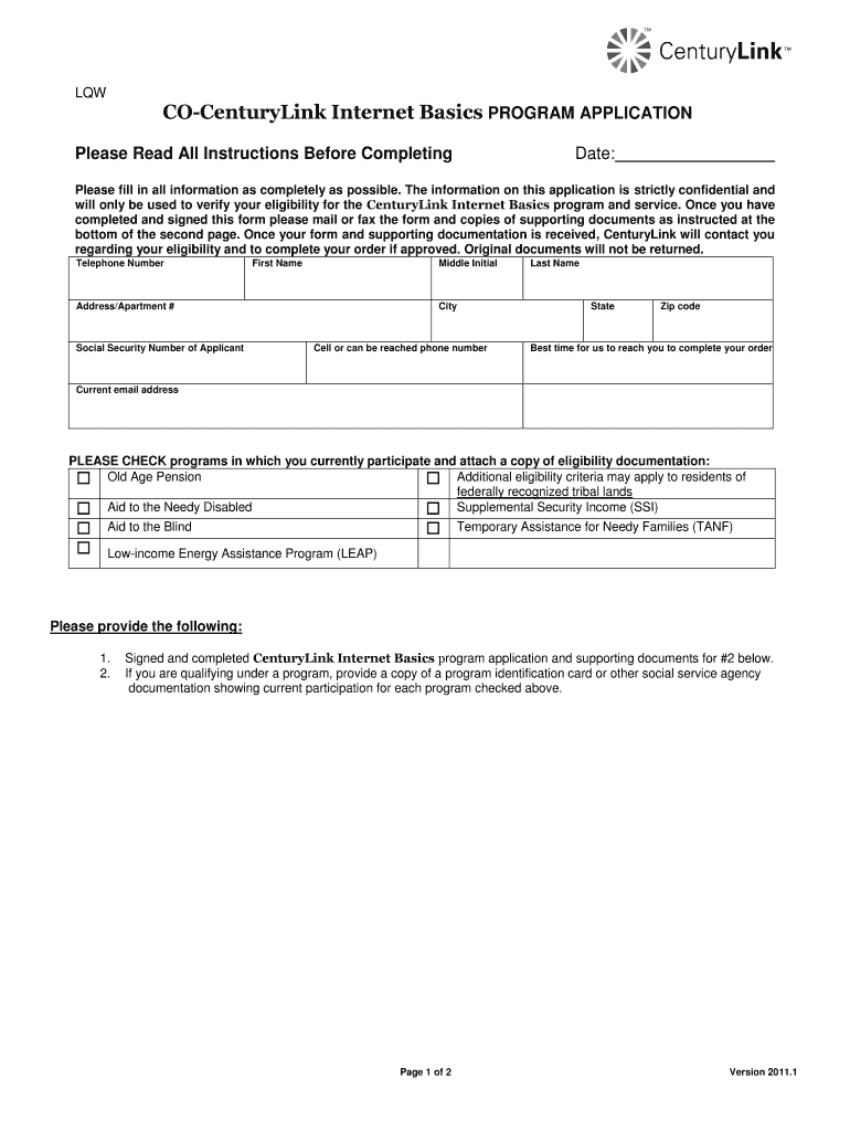  Internet Basics Centurylink 2011-2024