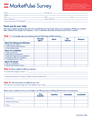 Gaf Com Survey  Form