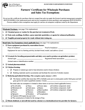 Farmers Certificate for Wholesale Purchases  Form