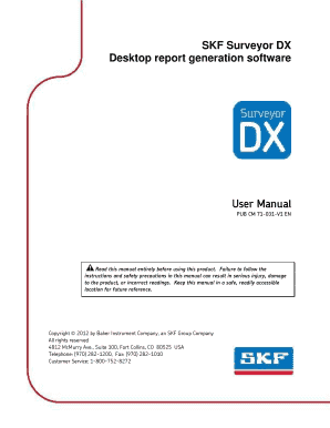 SKF Surveyor DX Desktop Report Generation Software  Form