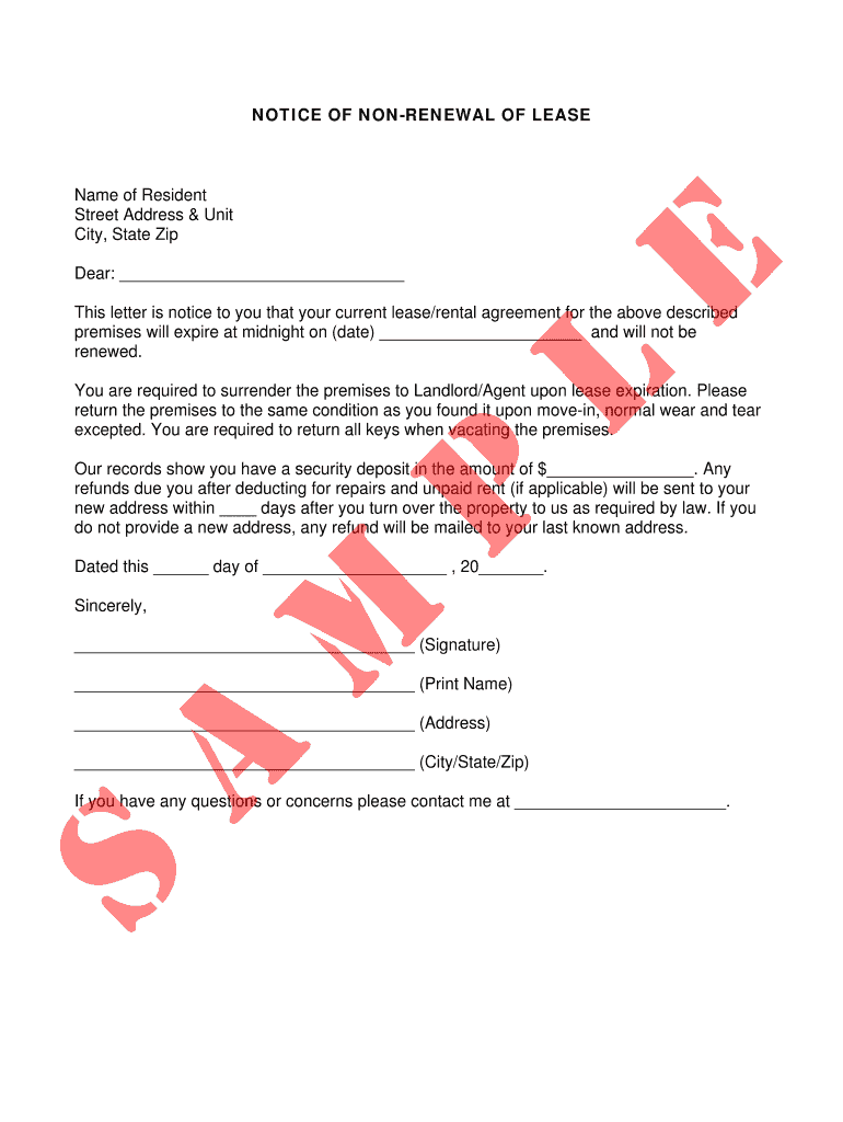 Illinois Non Renewal Lease Letter  Form