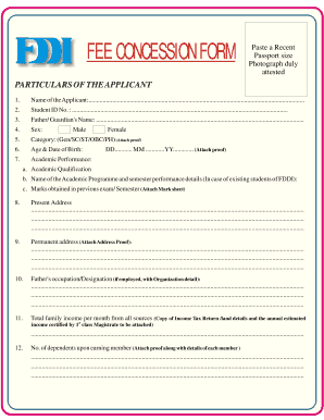 Fee Concession Form