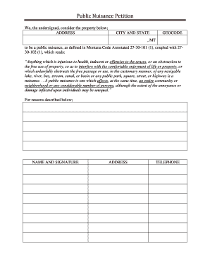 Public Nuisance Petition  Form