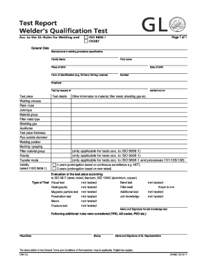 Iso 9606 Welder Qualification Template  Form