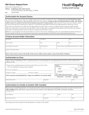 HSA Closure Request Form HealthEquity
