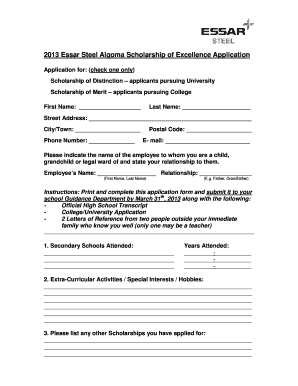 Essar Scholarships  Form